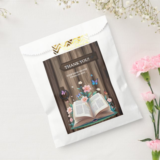 Bolsa De Papel Baby Shower de Whimsical Rustic Storybook (Sellado)