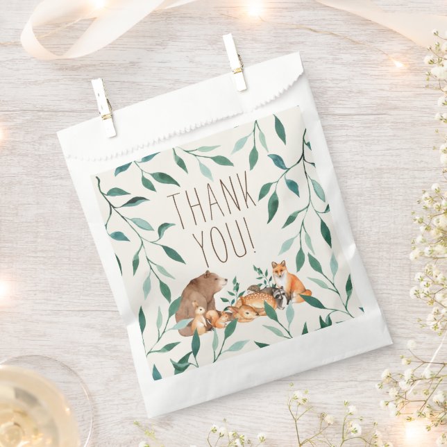 Bolsa De Papel Baby Shower de Woodland Animal Friends (Cortado)
