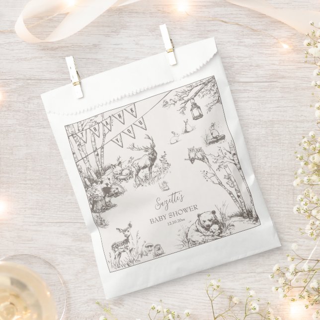 Bolsa De Papel Baby Shower de Woodland Animals (Cortado)