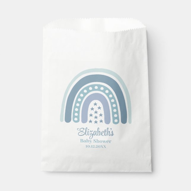 Bolsa De Papel Baby Shower del arcoiris azul Boho (Anverso)
