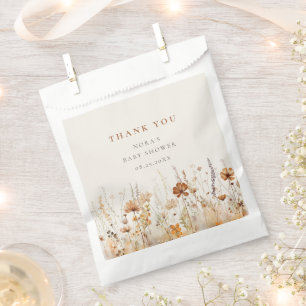 Bolsa De Papel Baby Shower del campo de flores silvestres de otoñ