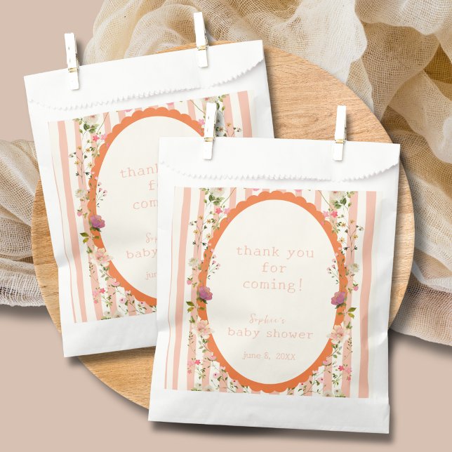 Bolsa De Papel Baby Shower del Jardín acuático de banda rosa (Subido por el creador)