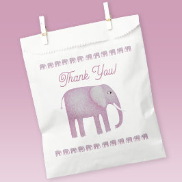 Bolsa De Papel Baby Shower Elephant Rosa Gracias