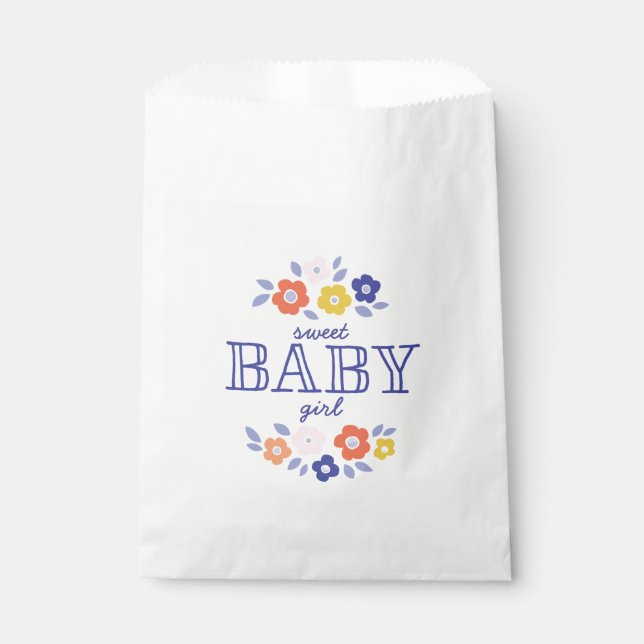 Bolsa De Papel Baby Shower en cascada de flores antiguas (Anverso)