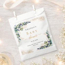 Bolsa De Papel Baby Shower eucalipto greenerenery purpurina graci