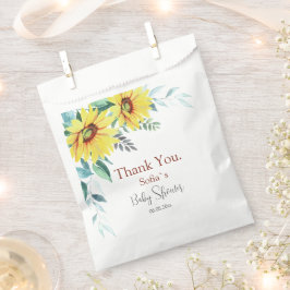 Bolsa De Papel Baby Shower Favor Bags con girasoles acuarelas.