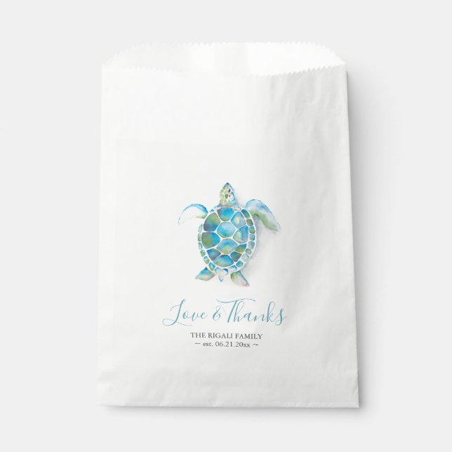 Bolsa De Papel Baby Shower Favor Bags Sea Turtle (Anverso)