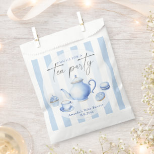 Bolsa De Papel Baby Shower Fiesta de té azul