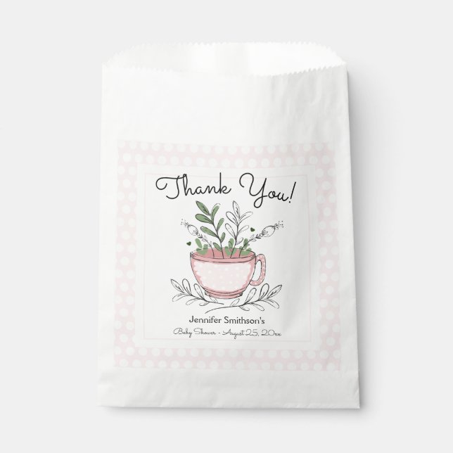 Bolsa De Papel Baby Shower Fiesta de té de Tea Cup (Anverso)