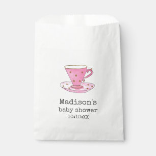 Bolsa De Papel Baby Shower Fiesta del Té    Taza de Té Rosa Acuar