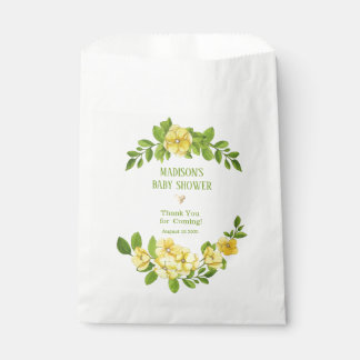 Bolsa De Papel Baby Shower floral amarillo personalizado
