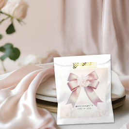 Bolsa De Papel Baby Shower floral Bow rosa