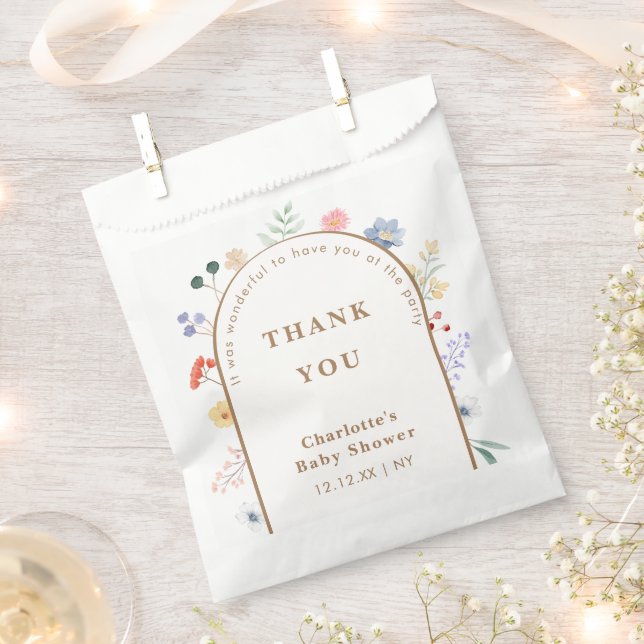 Bolsa De Papel Baby Shower floral de flores silvestres Spring Boh (Cortado)