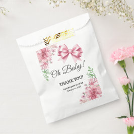 Bolsa De Papel Baby Shower Floral Pink Bow