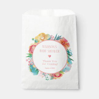 Bolsa De Papel Baby Shower floral rosa personalizado