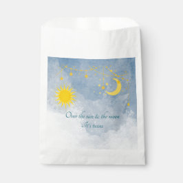 Bolsa De Papel Baby Shower gemelo: sobre el sol y la luna