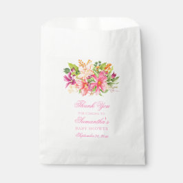 Bolsa De Papel Baby Shower Gracias Moda Flores Bouquet Pink