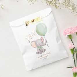 Bolsa De Papel Baby Shower Green Balloon Elephant Gracias
