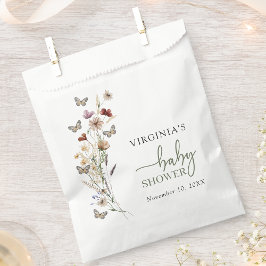 Bolsa De Papel Baby Shower Green Boho Wildflower