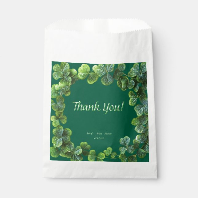 Bolsa De Papel Baby Shower Green Clovers (Anverso)