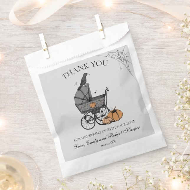 Bolsa De Papel Baby Shower Gris Gray Baby Carriage Gracias (Cortado)