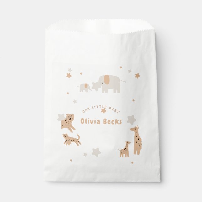 Bolsa De Papel Baby Shower ilustrativo Pastel Beige Cute (Anverso)