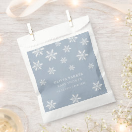 Bolsa De Papel Baby Shower Light Blue Boho Winter Snowflake