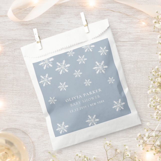 Bolsa De Papel Baby Shower Light Blue Boho Winter Snowflake (Cortado)
