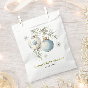 Bolsa De Papel Baby Shower Minimal Blue Winter Chirstmas Boy