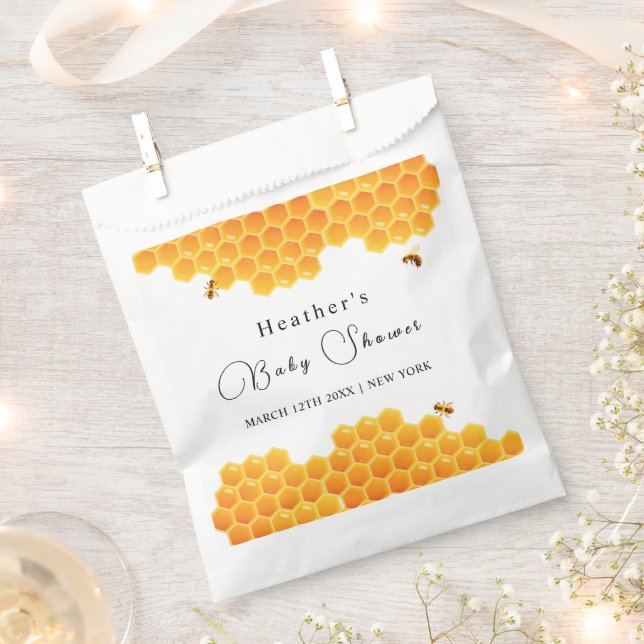 Bolsa De Papel Baby Shower Minimal Honey Bumblebee Boy (Cortado)