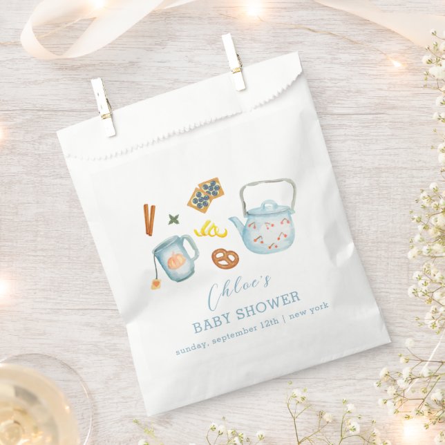 Bolsa De Papel Baby Shower Mínimo Rústico Par-Tea Cookie (Cortado)