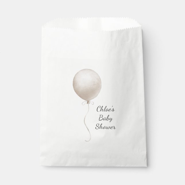 Bolsa De Papel Baby Shower moderno de globo Beige (Anverso)