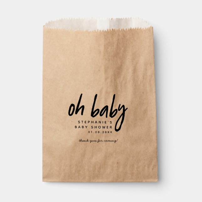 Bolsa De Papel Baby Shower moderno | Oh Baby (Anverso)