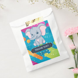 Bolsa De Papel Baby Shower moderno y colorido de elefante azul