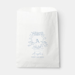 Bolsa De Papel Baby Shower Monograma Escudo azul