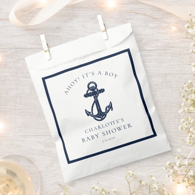 Bolsa De Papel Baby Shower Nautical Anchor Coastal Boy (Cortado)