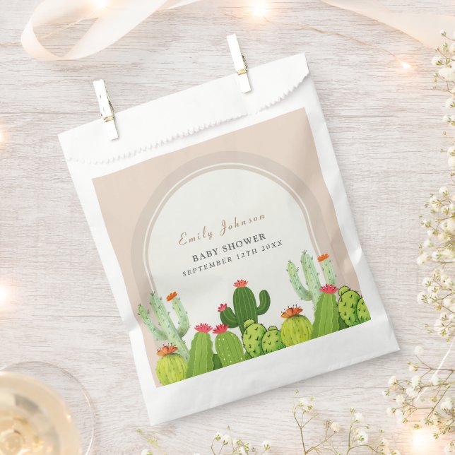 Bolsa De Papel Baby Shower Neutral Boho Cactus Arch (Cortado)