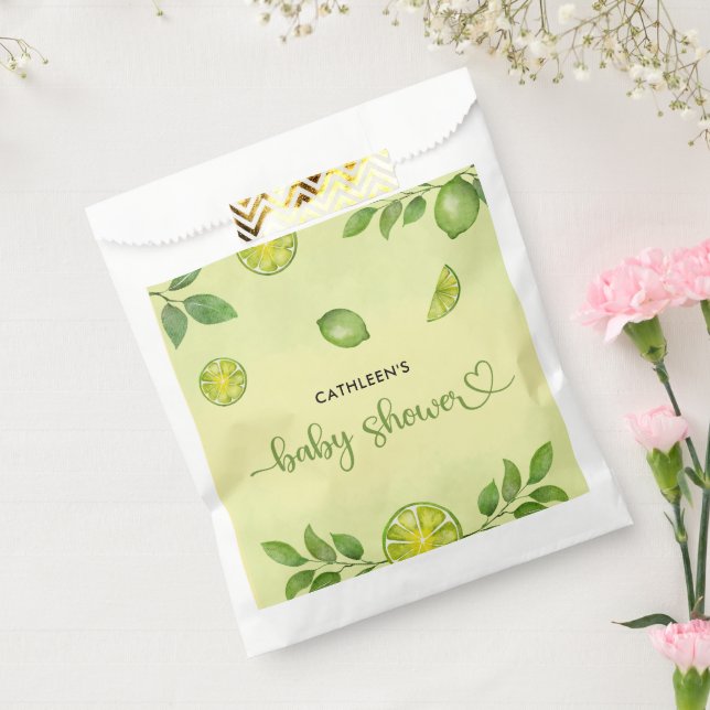 Bolsa De Papel Baby Shower neutro de género de cítricos de cal fr (Sellado)