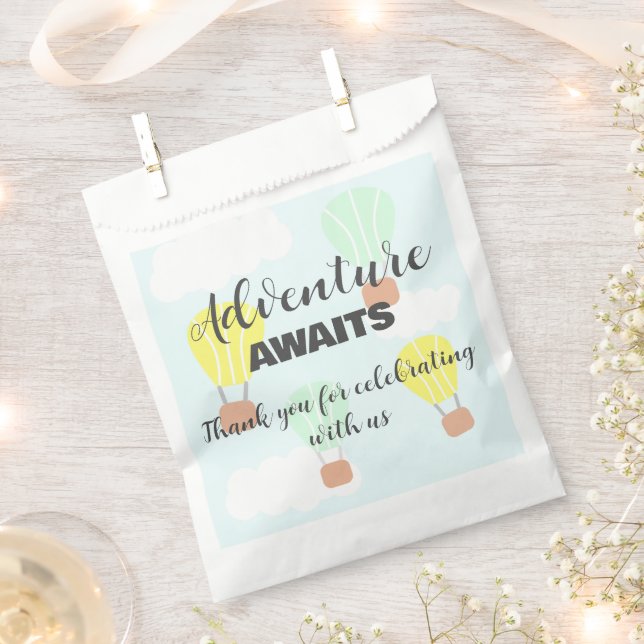 Bolsa De Papel Baby Shower neutro en globo de aire caliente (Cortado)