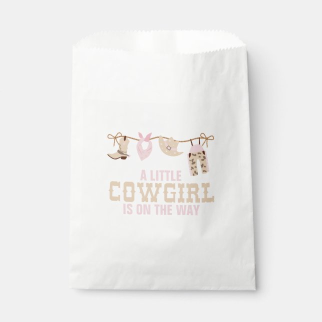 Bolsa De Papel Baby Shower Pink Western Cowgirl (Anverso)