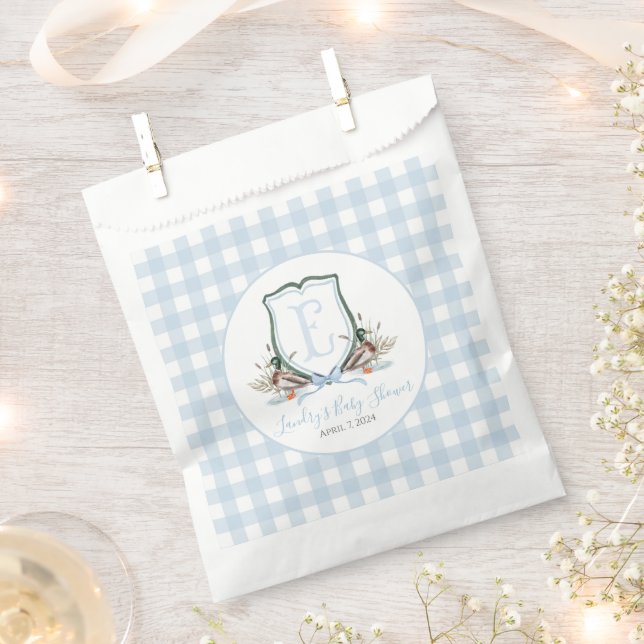 Bolsa De Papel Baby Shower Preppy Southern Blue Boy Duck (Cortado)