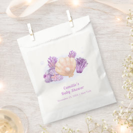 Bolsa De Papel Baby Shower Purple Retro Pearl Seashell