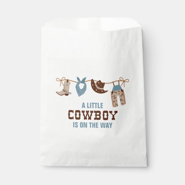 Bolsa De Papel Baby Shower Rodeo Western Cowboy (Anverso)