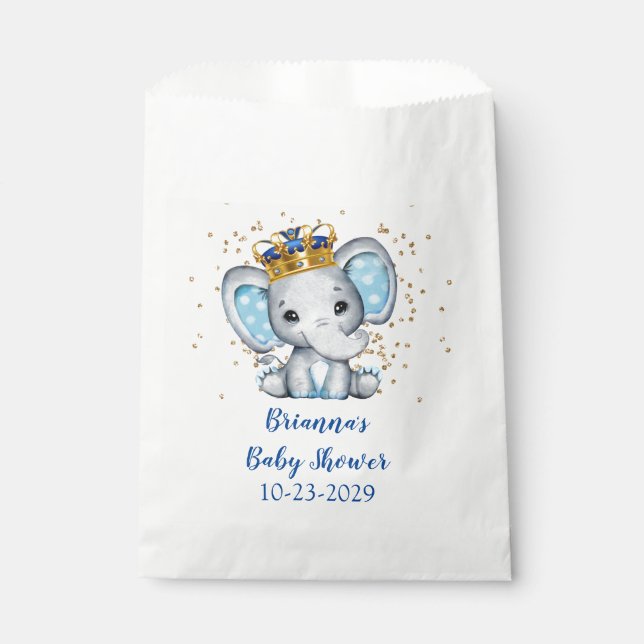 Bolsa De Papel Baby Shower Royal Blue Elephant Boy (Anverso)