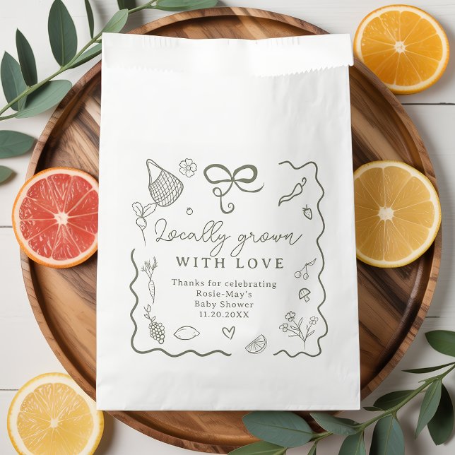 Bolsa De Papel Baby Shower Rustic Farmer de producción local (Locally Grown Baby Shower Rustic Farmer’s Market Favor Bag)
