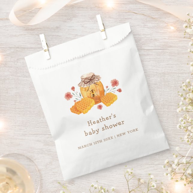 Bolsa De Papel Baby Shower Rustic Little Wildflower Honey Bee (Cortado)