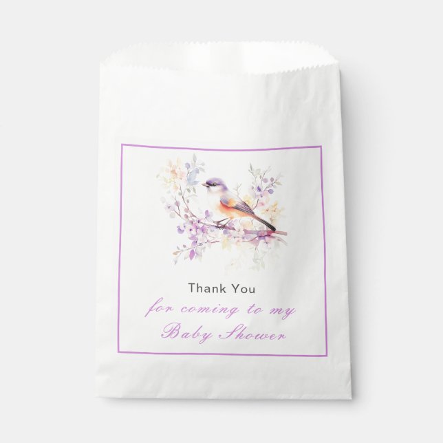 Bolsa De Papel Baby Shower Spring Cute Bird (Anverso)