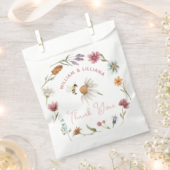 Bolsa De Papel Baby Shower Spring Wildflower Gracias (Cortado)