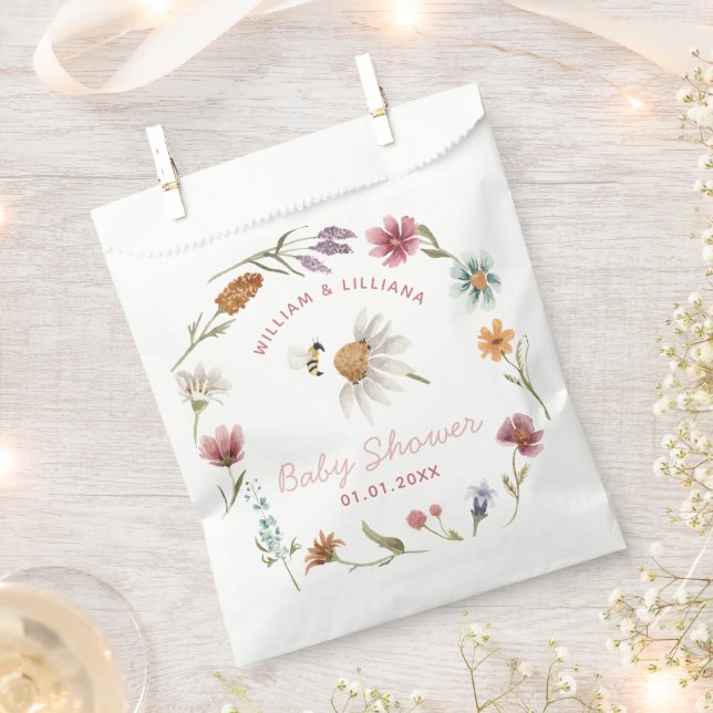 Bolsa De Papel Baby Shower Spring Wildflower Gracias (Cortado)