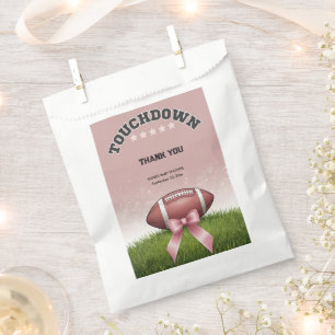 Bolsa De Papel Baby Shower táctil de cinta rosada para el fútbol